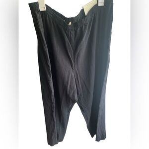 Soft Surroundings NWT Petite Black Beachy Gauze Wide Leg Pull On Pants‎ Sz 2XP
